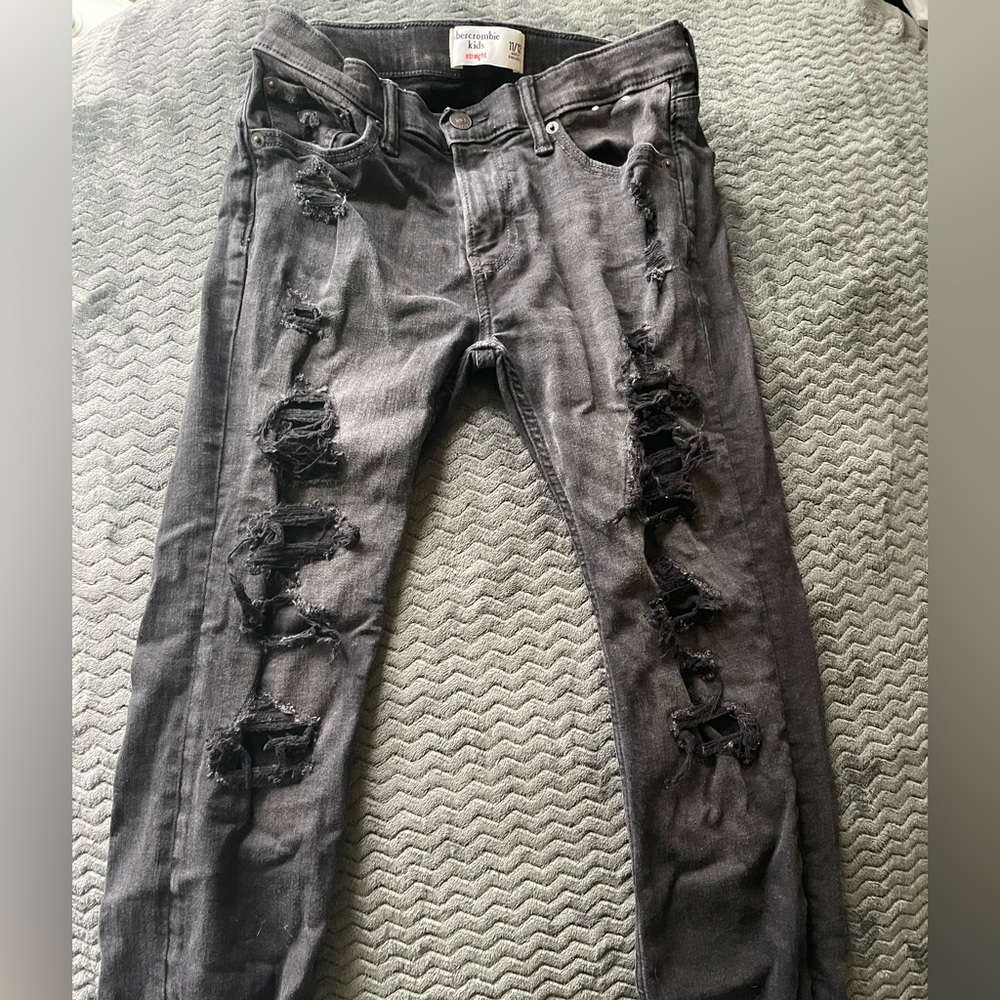 Abercrombie kids straight Distressed Gray Jeans